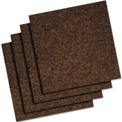 Online 12 in. x 0.38 in. x 12 in. Cork Panels - Brown (4/Pack) Office Presentation Supplies
