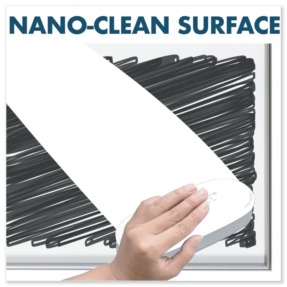 Online Fusion Nano-Clean 96 in. x 48 in. Magnetic Whiteboard - White/Silver Office Presentation Supplies