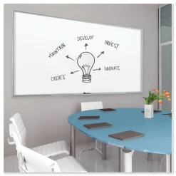 Online Fusion Nano-Clean 96 in. x 48 in. Magnetic Whiteboard - White/Silver Office Presentation Supplies