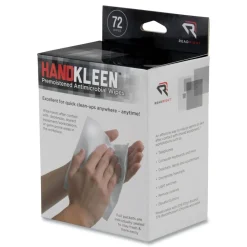 Online HandKleen 7 in. x 5 in. Foil Packet Premoistened Antibacterial Wipes - Unscented White (72/Box) Cleaning & Janitorial Supplies