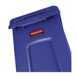 Best 23 Gallon Slim Jim Recycling Plastic Container with Venting Channels - Blue Trash & Waste Bins