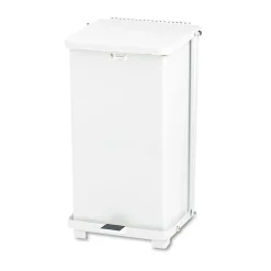 Clearance 6.5 gal. Defenders Heavy-Duty Steel Step Can - White Trash & Waste Bins