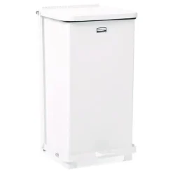 Clearance 6.5 gal. Defenders Heavy-Duty Steel Step Can - White Trash & Waste Bins