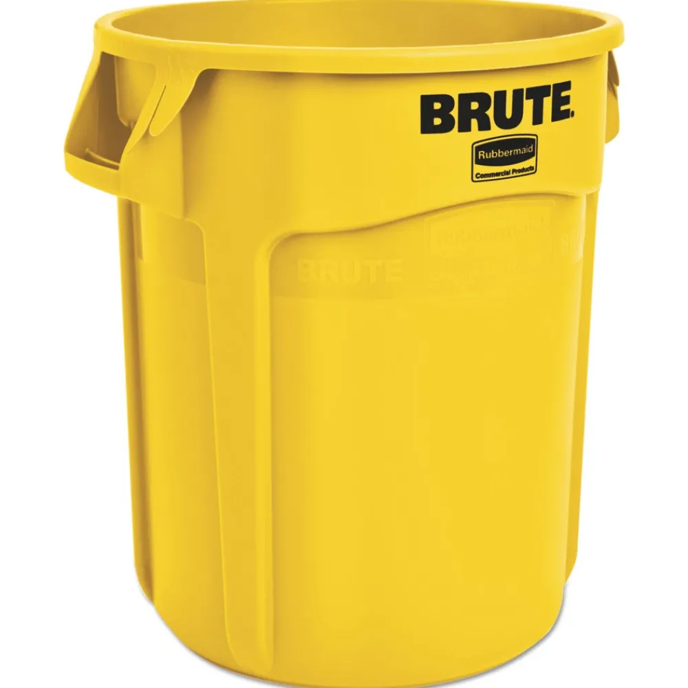 Online 20 gal. Vented Round Plastic Brute Container - Yellow Trash & Waste Bins