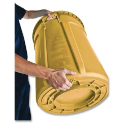 Online 20 gal. Vented Round Plastic Brute Container - Yellow Trash & Waste Bins
