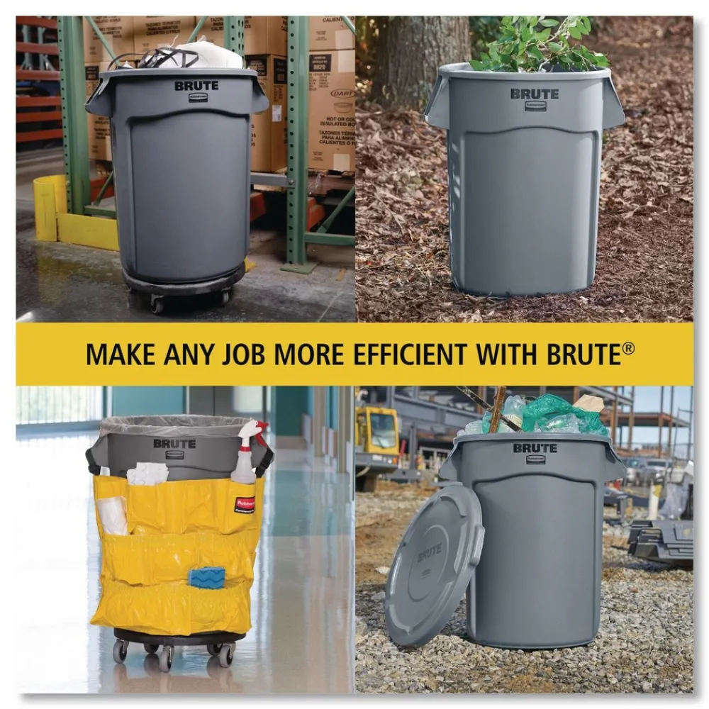 Online 20 gal. Vented Round Plastic Brute Container - Yellow Trash & Waste Bins