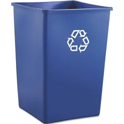 Online 35 gal. Plastic Square Recycling Container - Blue Trash & Waste Bins