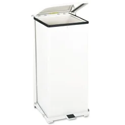 Sale 13 gal. Defenders Heavy-Duty Steel Step Can - White Trash & Waste Bins
