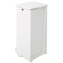 Sale 13 gal. Defenders Heavy-Duty Steel Step Can - White Trash & Waste Bins