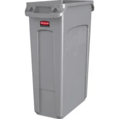 Clearance 23 Gallon Rectangular Plastic Slim Jim Receptacle W/venting Channels - Gray Trash & Waste Bins