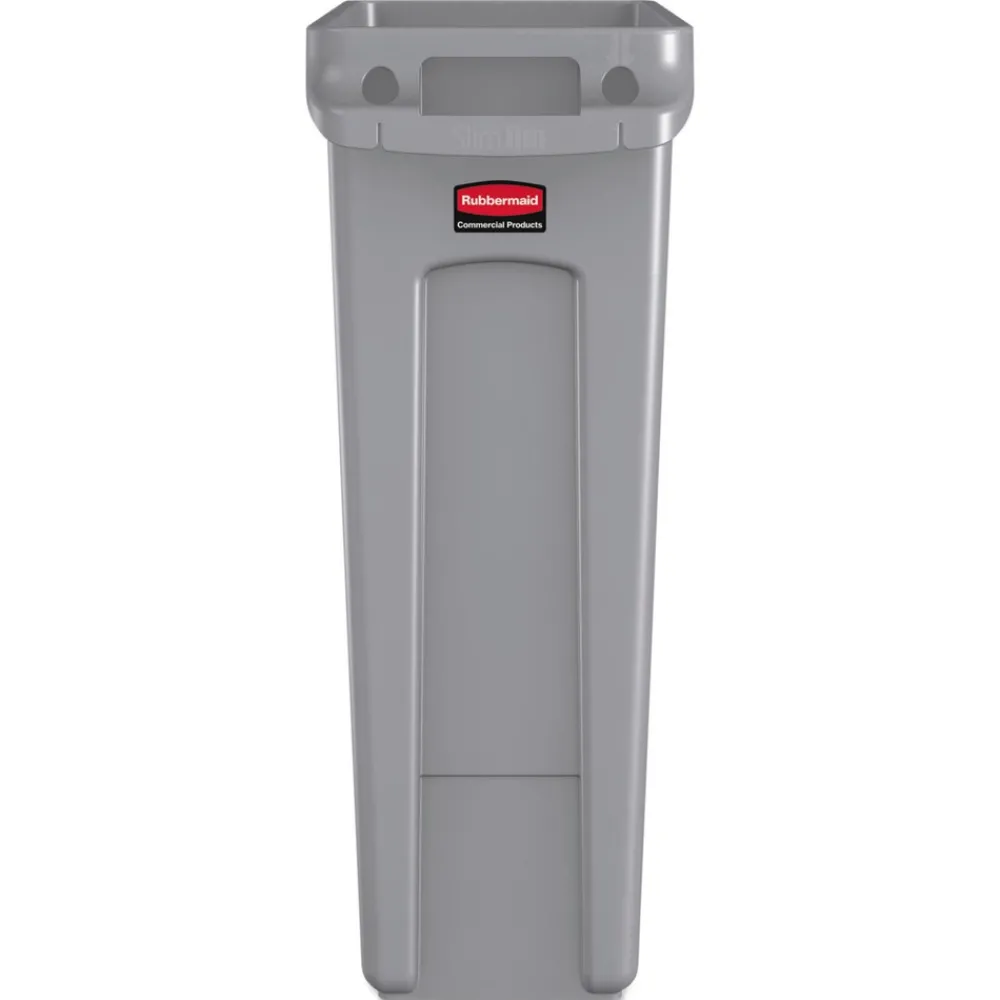 Clearance 23 Gallon Rectangular Plastic Slim Jim Receptacle W/venting Channels - Gray Trash & Waste Bins