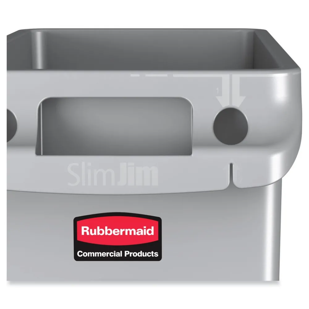 Clearance 23 Gallon Rectangular Plastic Slim Jim Receptacle W/venting Channels - Gray Trash & Waste Bins