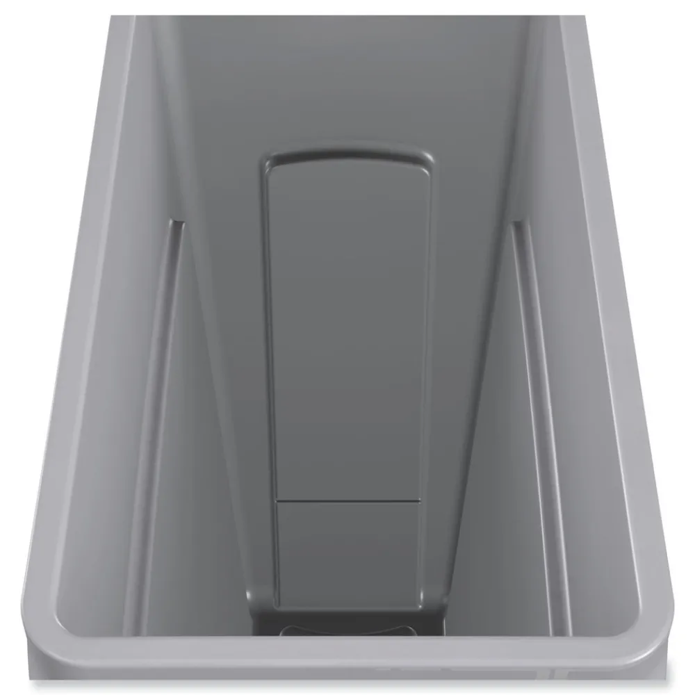 Clearance 23 Gallon Rectangular Plastic Slim Jim Receptacle W/venting Channels - Gray Trash & Waste Bins