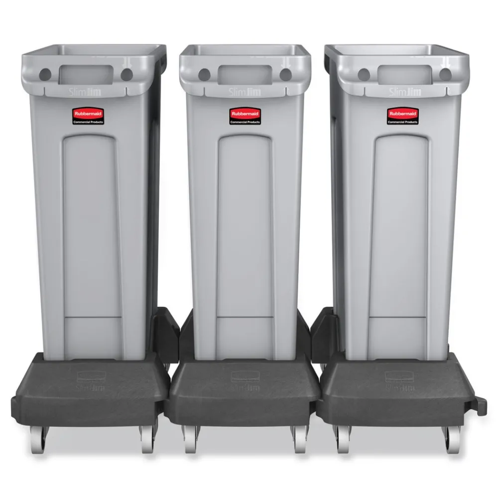 Clearance 23 Gallon Rectangular Plastic Slim Jim Receptacle W/venting Channels - Gray Trash & Waste Bins