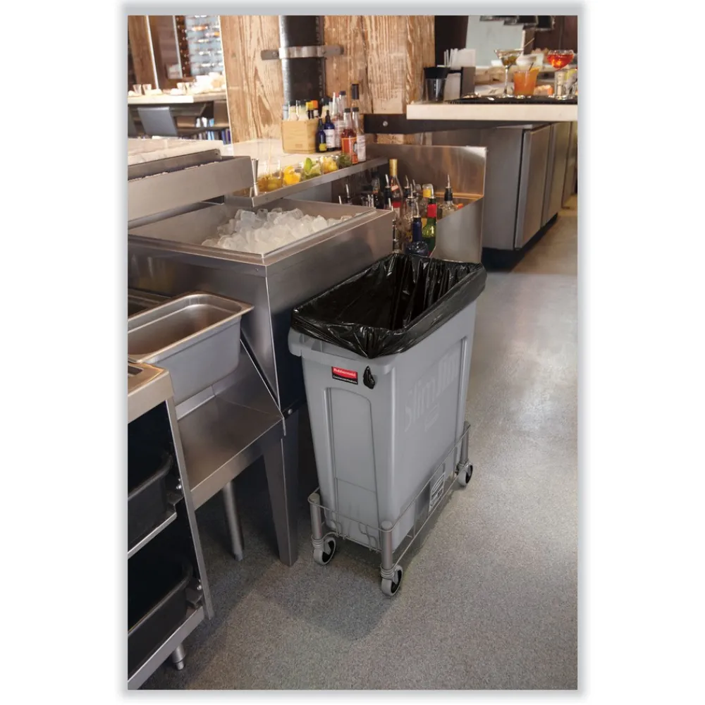 Clearance 23 Gallon Rectangular Plastic Slim Jim Receptacle W/venting Channels - Gray Trash & Waste Bins