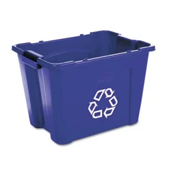 Clearance 14 Gallon Polyethylene Stacking Recycle Bin - Blue Trash & Waste Bins
