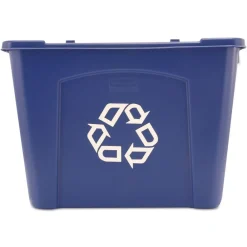 Clearance 14 Gallon Polyethylene Stacking Recycle Bin - Blue Trash & Waste Bins