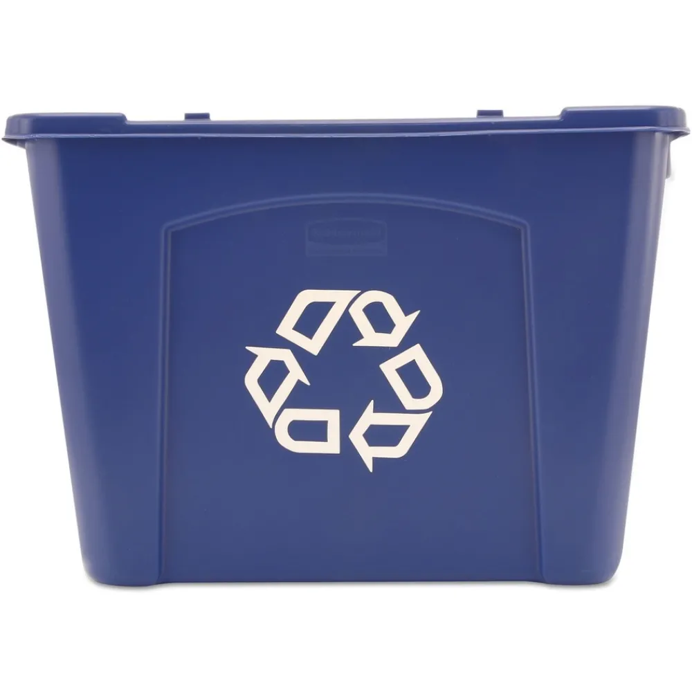 Clearance 14 Gallon Polyethylene Stacking Recycle Bin - Blue Trash & Waste Bins