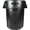 Outlet 44 gal. Vented Round Plastic Brute Container - Black Trash & Waste Bins