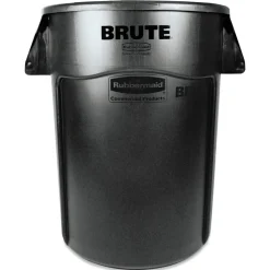 Outlet 44 gal. Vented Round Plastic Brute Container - Black Trash & Waste Bins