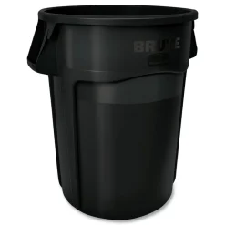 Outlet 44 gal. Vented Round Plastic Brute Container - Black Trash & Waste Bins
