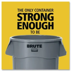 Outlet 44 gal. Vented Round Plastic Brute Container - Black Trash & Waste Bins