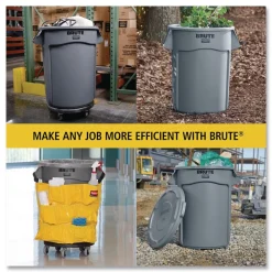 Outlet 44 gal. Vented Round Plastic Brute Container - Black Trash & Waste Bins