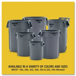 Outlet 44 gal. Vented Round Plastic Brute Container - Black Trash & Waste Bins