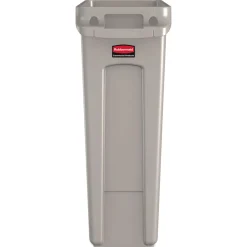 23 Gallon Rectangular Plastic Slim Jim Receptacle with Venting Channels - Beige Trash & Waste Bins
