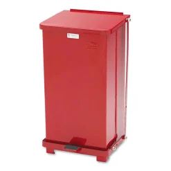 New 6.5 Gallon Steel Defenders Heavy-Duty Steel Step Can - Red Trash & Waste Bins