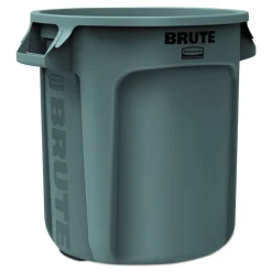 Best 10 gal. Vented Round Plastic Brute Container - Gray Trash & Waste Bins