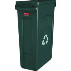 Discount 23 Gallon Slim Jim Recycling Container with Venting Channels - Green Trash & Waste Bins