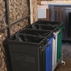 Discount 23 Gallon Slim Jim Recycling Container with Venting Channels - Green Trash & Waste Bins