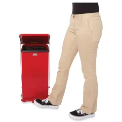 Online 4 gal. Defenders Heavy-Duty Steel Step Can - Red Trash & Waste Bins