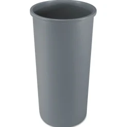 Hot 22 Gallon Round Plastic Untouchable Waste Container - Gray Trash & Waste Bins