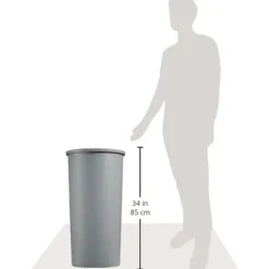 Hot 22 Gallon Round Plastic Untouchable Waste Container - Gray Trash & Waste Bins