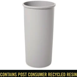 Hot 22 Gallon Round Plastic Untouchable Waste Container - Gray Trash & Waste Bins