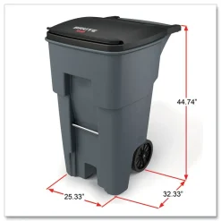 Discount 65 Gallon Square Polyethylene Brute Rollout Heavy-Duty Waste Container - Gray Trash & Waste Bins