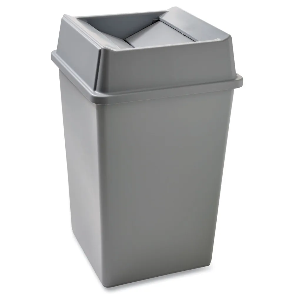 Online 35 gal. Plastic Untouchable Square Waste Receptacle - Gray Trash & Waste Bins