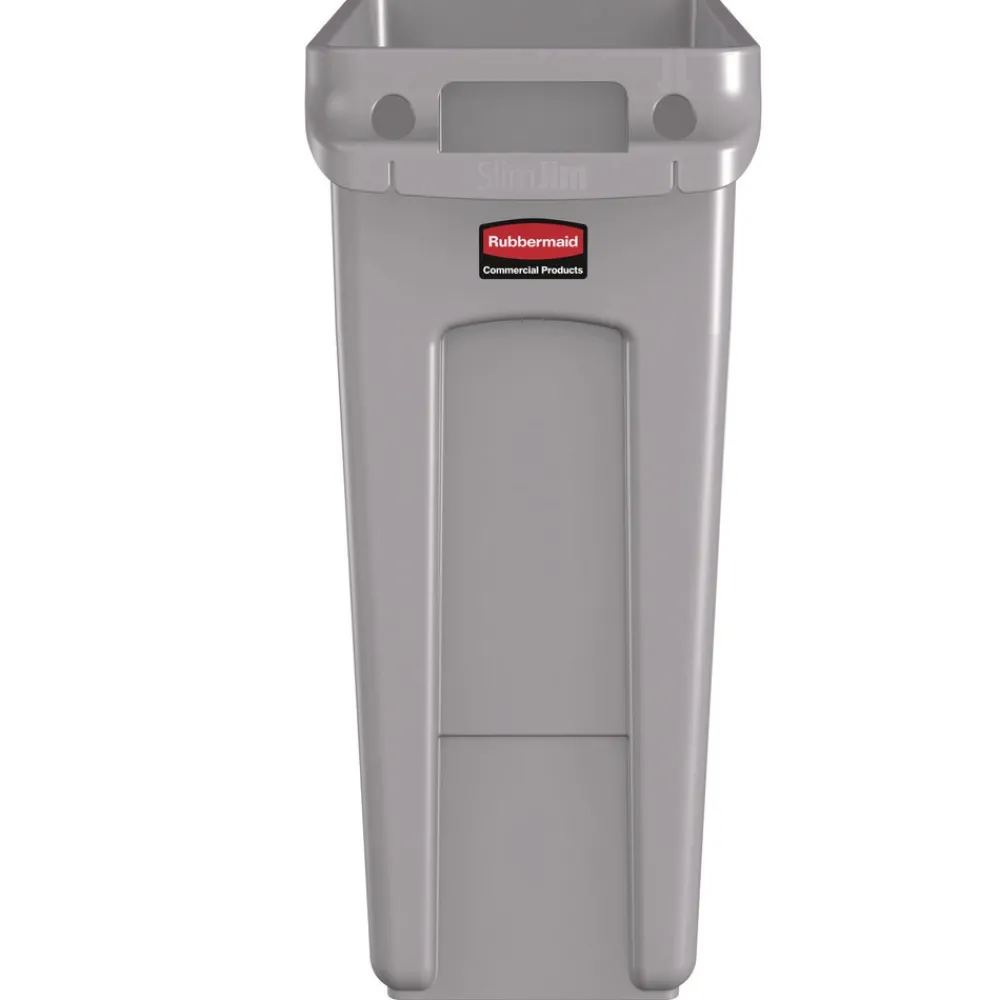 Outlet 15.875 Gallon Rectangular Plastic Slim Jim Waste Container with handles - Light Gray Trash & Waste Bins