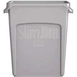 Outlet 15.875 Gallon Rectangular Plastic Slim Jim Waste Container with handles - Light Gray Trash & Waste Bins