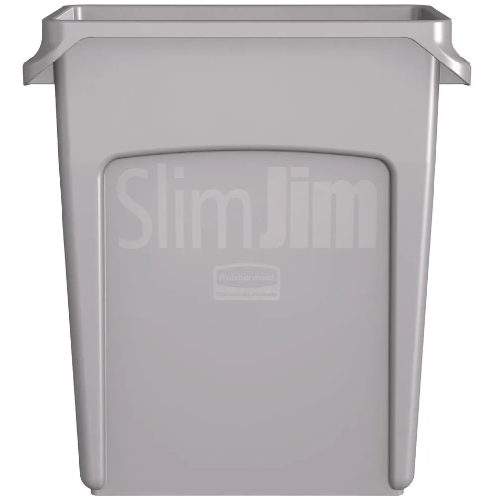 Outlet 15.875 Gallon Rectangular Plastic Slim Jim Waste Container with handles - Light Gray Trash & Waste Bins
