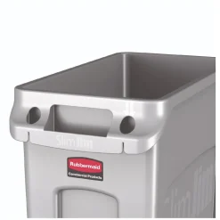 Outlet 15.875 Gallon Rectangular Plastic Slim Jim Waste Container with handles - Light Gray Trash & Waste Bins