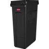 Best 23 Gallon Rectangular Plastic Slim Jim Receptacle W/venting Channels - Black Trash & Waste Bins