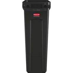 Best 23 Gallon Rectangular Plastic Slim Jim Receptacle W/venting Channels - Black Trash & Waste Bins