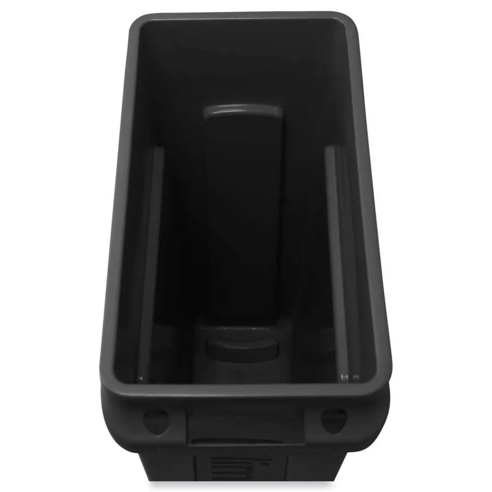 Best 23 Gallon Rectangular Plastic Slim Jim Receptacle W/venting Channels - Black Trash & Waste Bins
