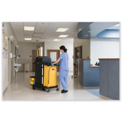 Hot 34 Gallon 17.5 in. x 33 in. Vinyl Cleaning Cart Bag - Yellow Utility Carts