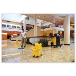 Hot 34 Gallon 17.5 in. x 33 in. Vinyl Cleaning Cart Bag - Yellow Utility Carts