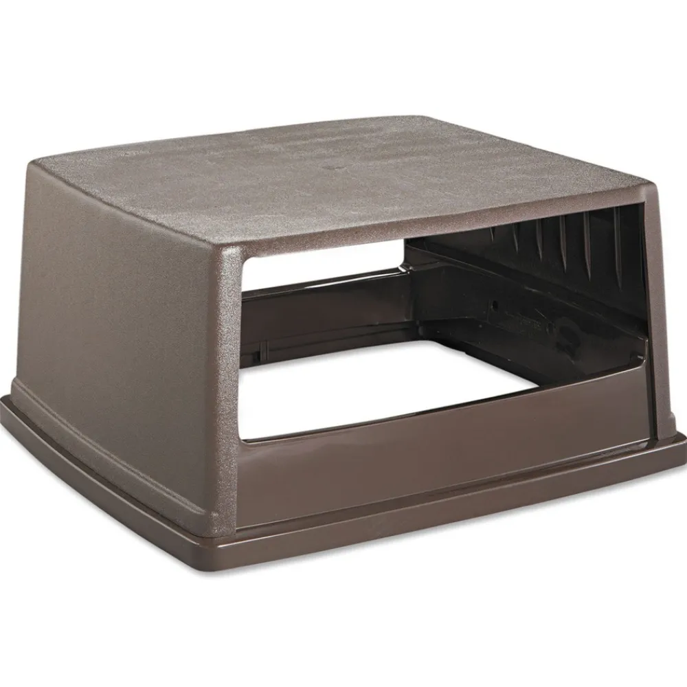 23 in. x 26.63 in. x 13 in. Hooded Top Glutton Receptacle without Door - Brown Trash & Waste Bins