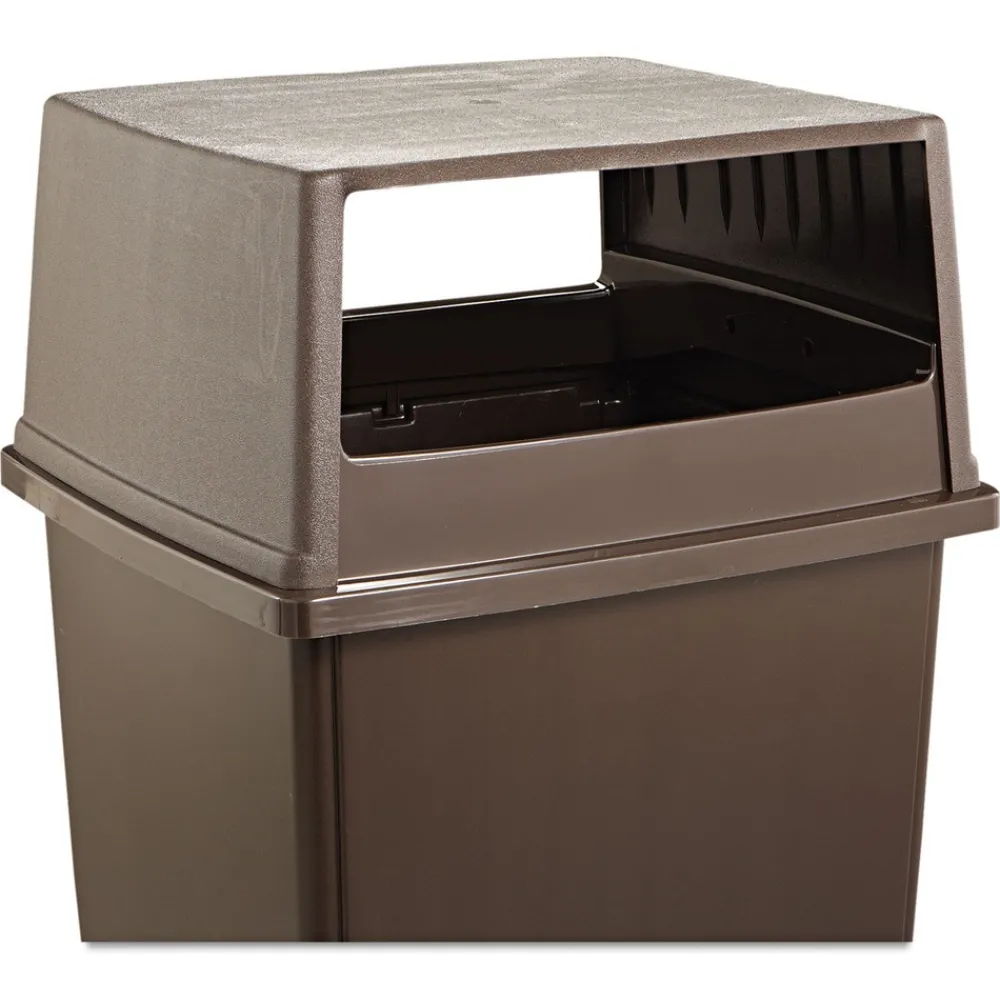 23 in. x 26.63 in. x 13 in. Hooded Top Glutton Receptacle without Door - Brown Trash & Waste Bins